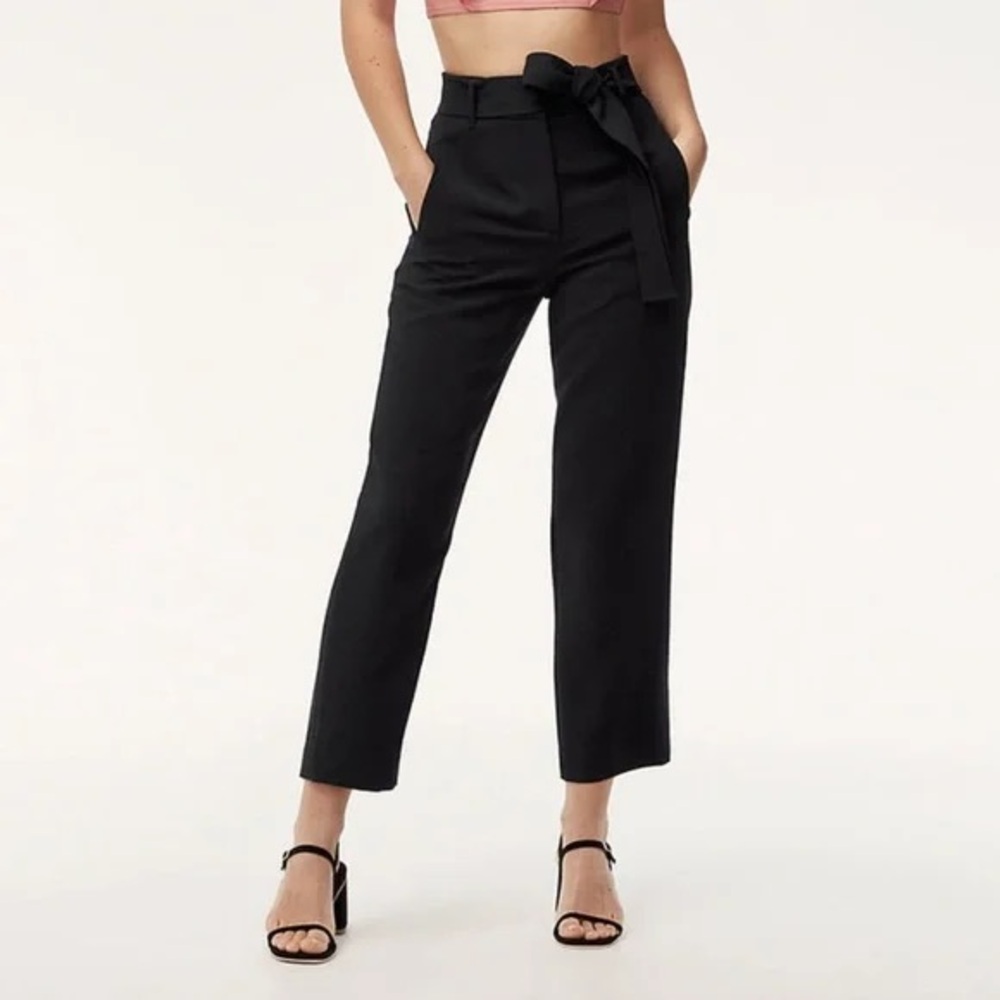 Wilfred Aritzia Jallade Tie Front Trousers Black Crepe Dress Pants 2